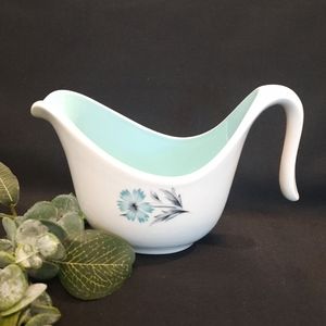 Vintage Taylor Smith & Taylor Teal Floral Creamer Sauce Boat